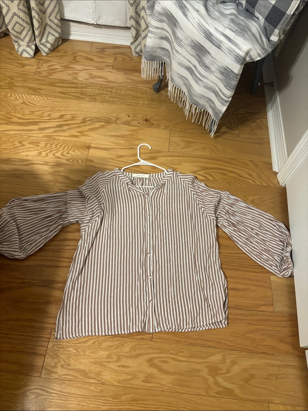 Mustard Seed Brown & White Striped Button-Front Shirt